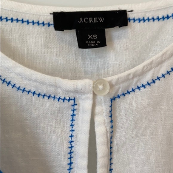 Jcrew embroidered linen flounce top xs - Picture 4 of 7